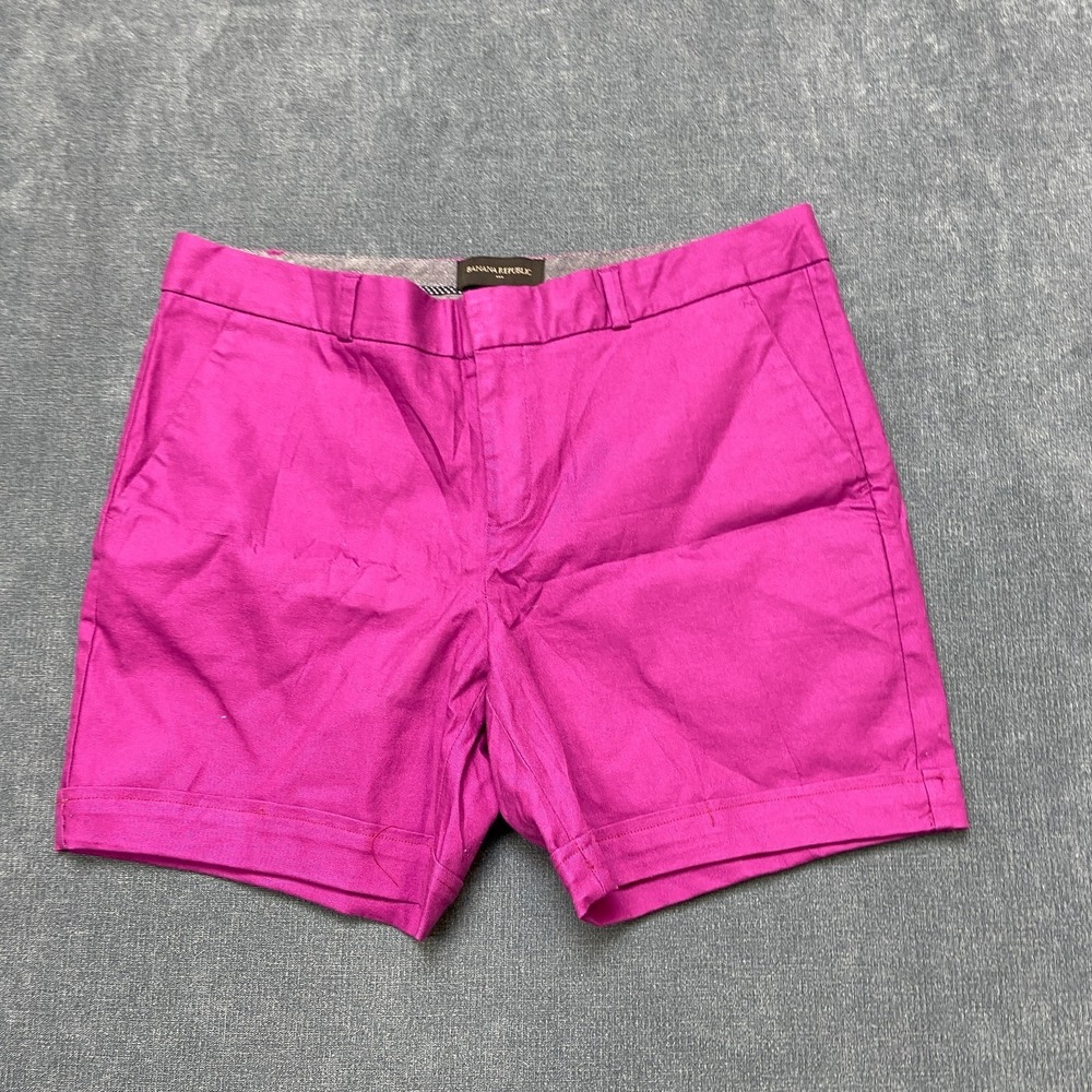 Banana Republic Chino Shorts Womens 6 Pink Slash Pockets Flat Front Cuffed Hem